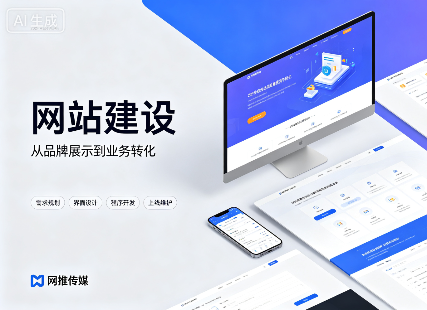网站建设项目后台数据看板截图，展示流量与转化增长
